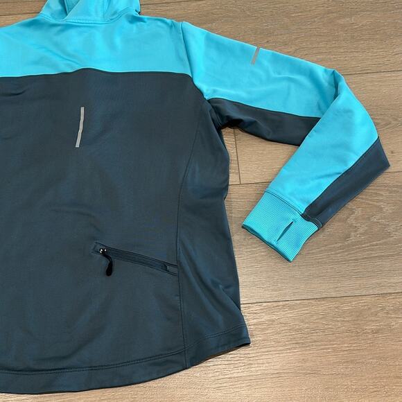 NIKE Gray Blue Dri-Fit Half-Zip Fleece Pullover Running Active Hoodie Size Large - Picture 7 of 13